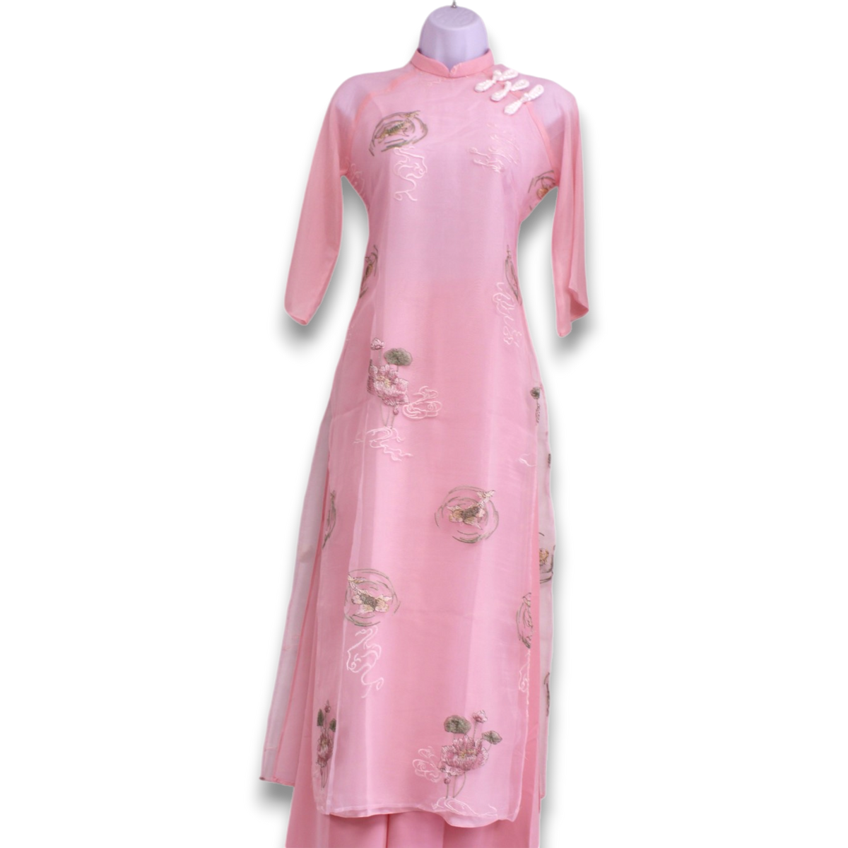 Layered Pink Koi Ao Dai Set