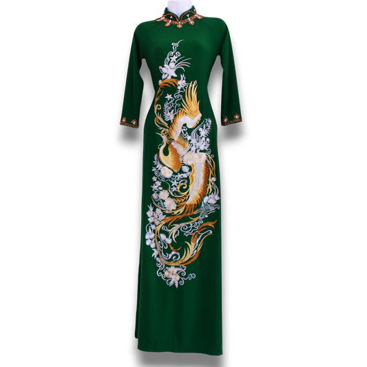 Bejeweled Crane and Phoenix Ao Dai Set