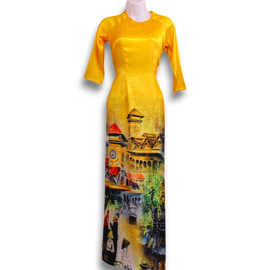 Yellow Gam Scenic Ao Dai Set