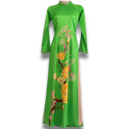 Green Floral Beaded Ao Dai TOP ONLY