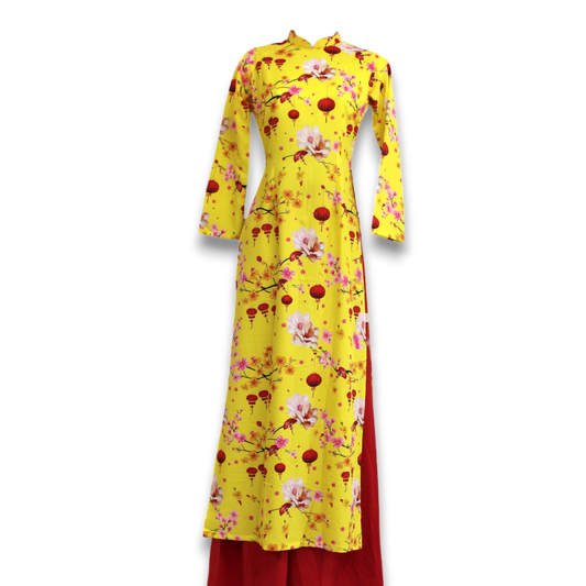 Yellow Lanterns Print Ao Dai Set